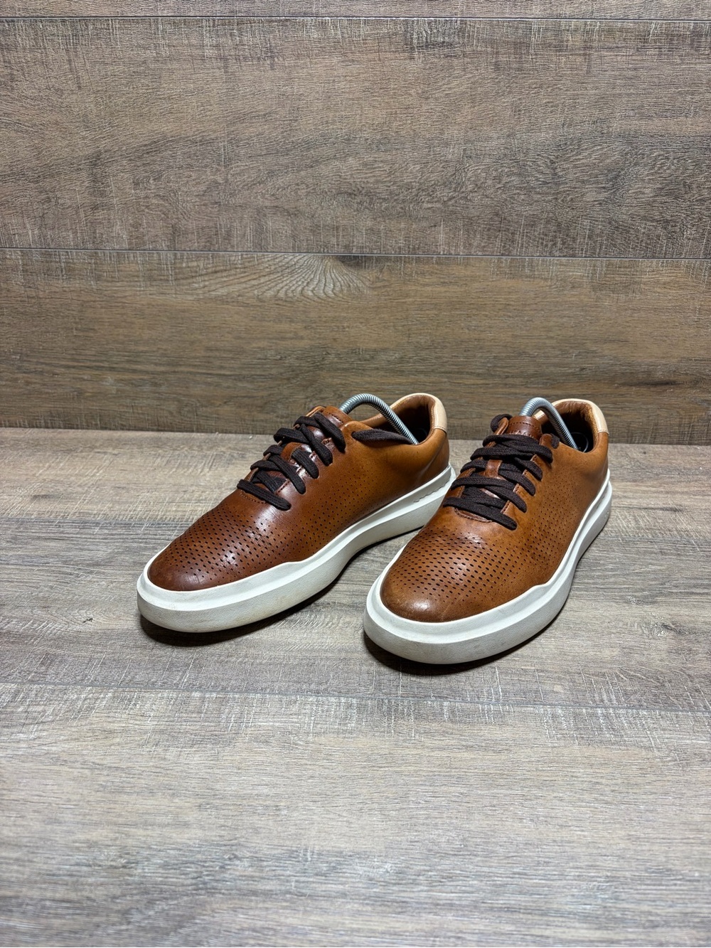 Cole Haan Men’s Perforated Leather Sneakers - Brown with White Sole